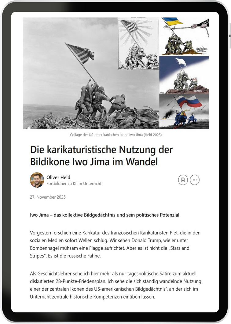 Die karikaturistische Nutzung der Bildikone Iwo Jima im Wandel (2025/11)